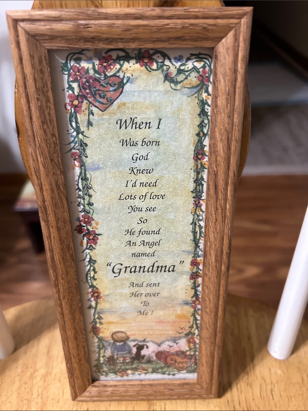 Grandma Sent Angel Framed Plaque - Brown Wood